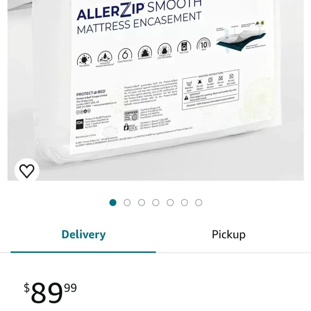 New - King Size Protect-A-Bed AllerZip Smooth Mattress Encasement - Waterproof